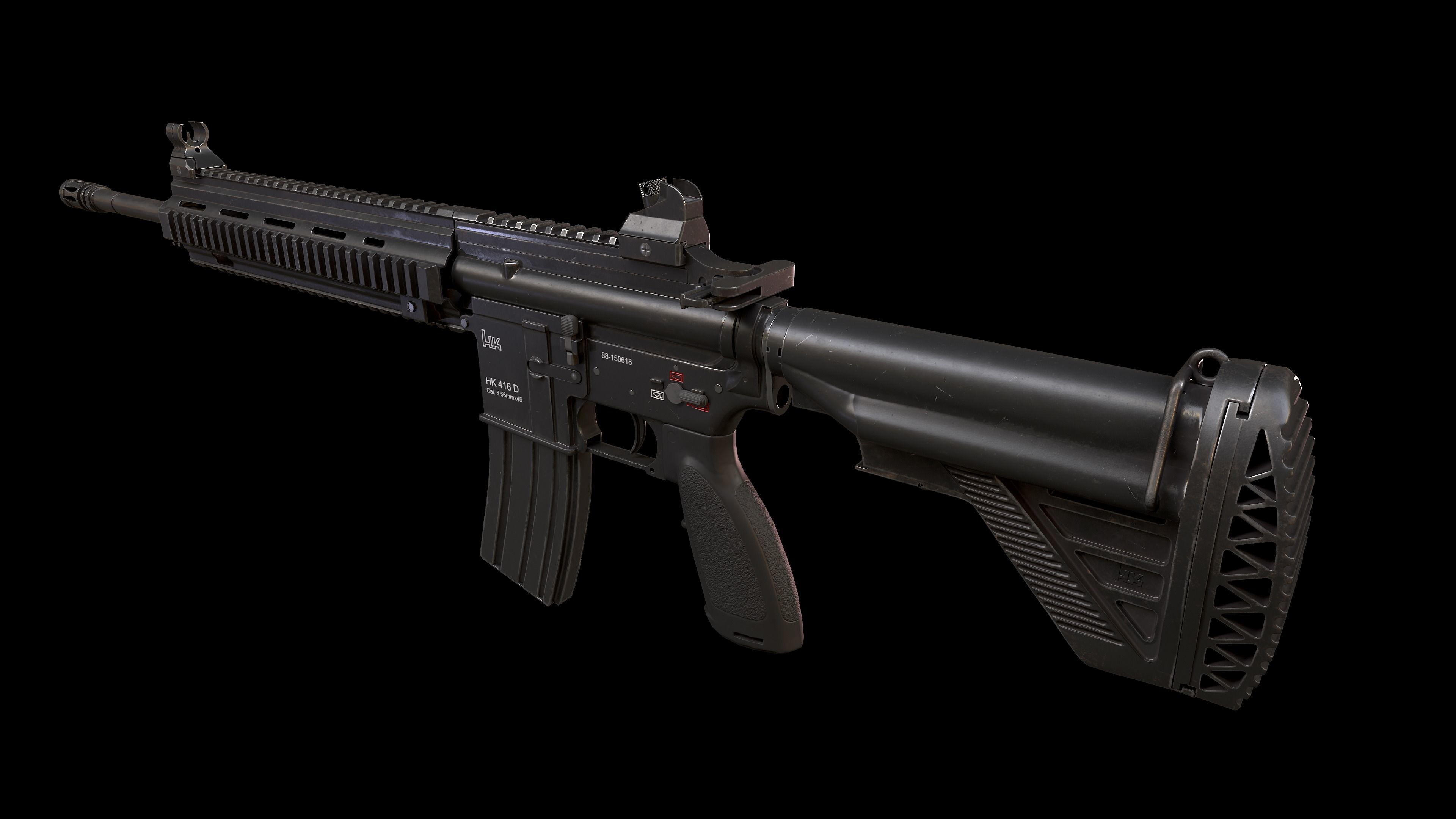 HK 416 Gun  Low-poly 3D model_3