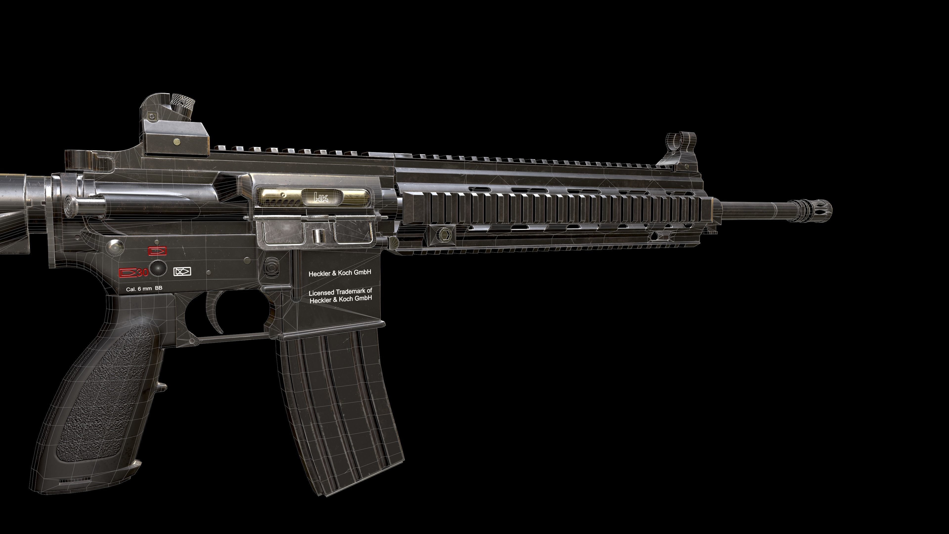 HK 416 Gun  Low-poly 3D model_17