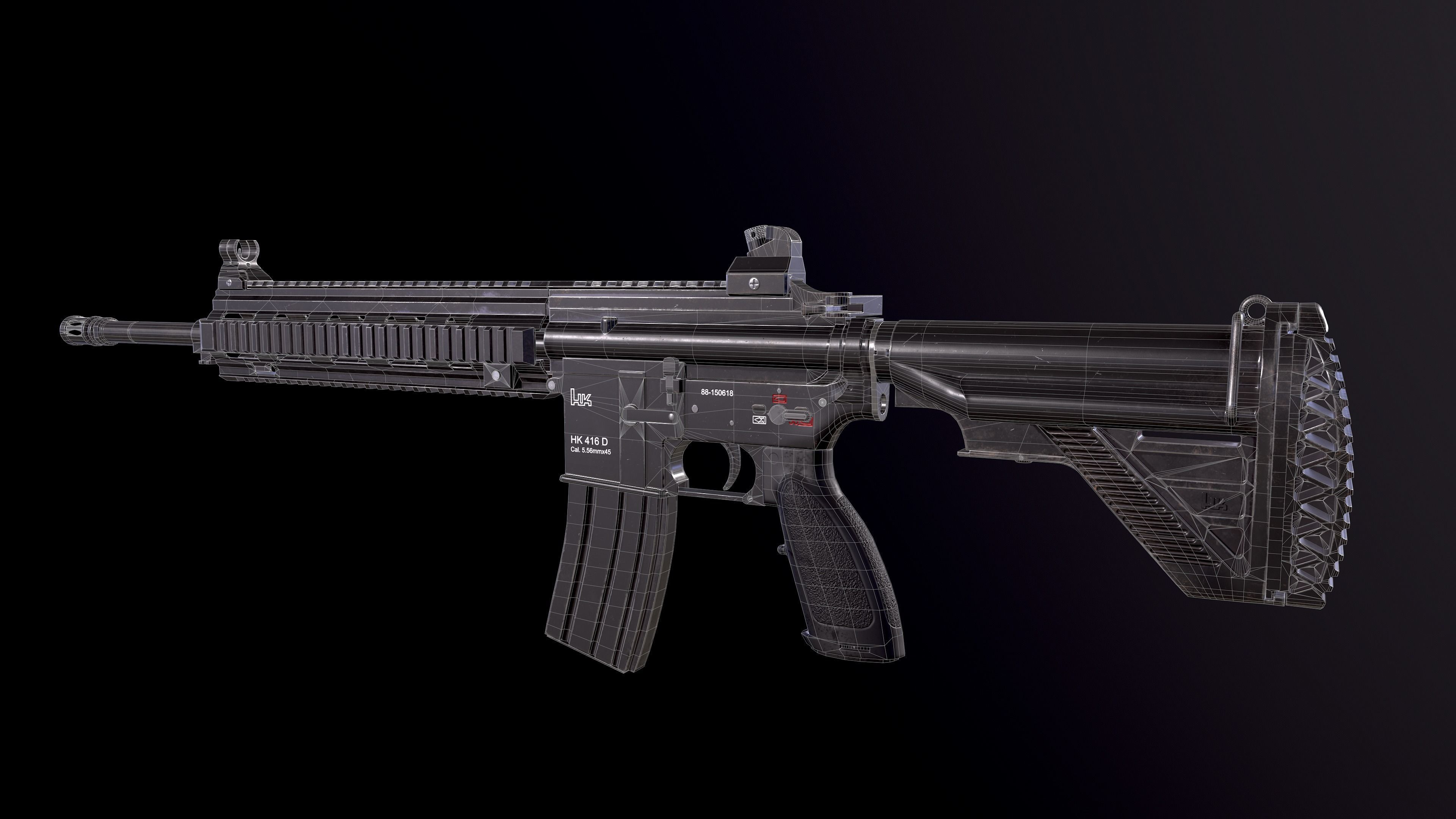 HK 416 Gun  Low-poly 3D model_16