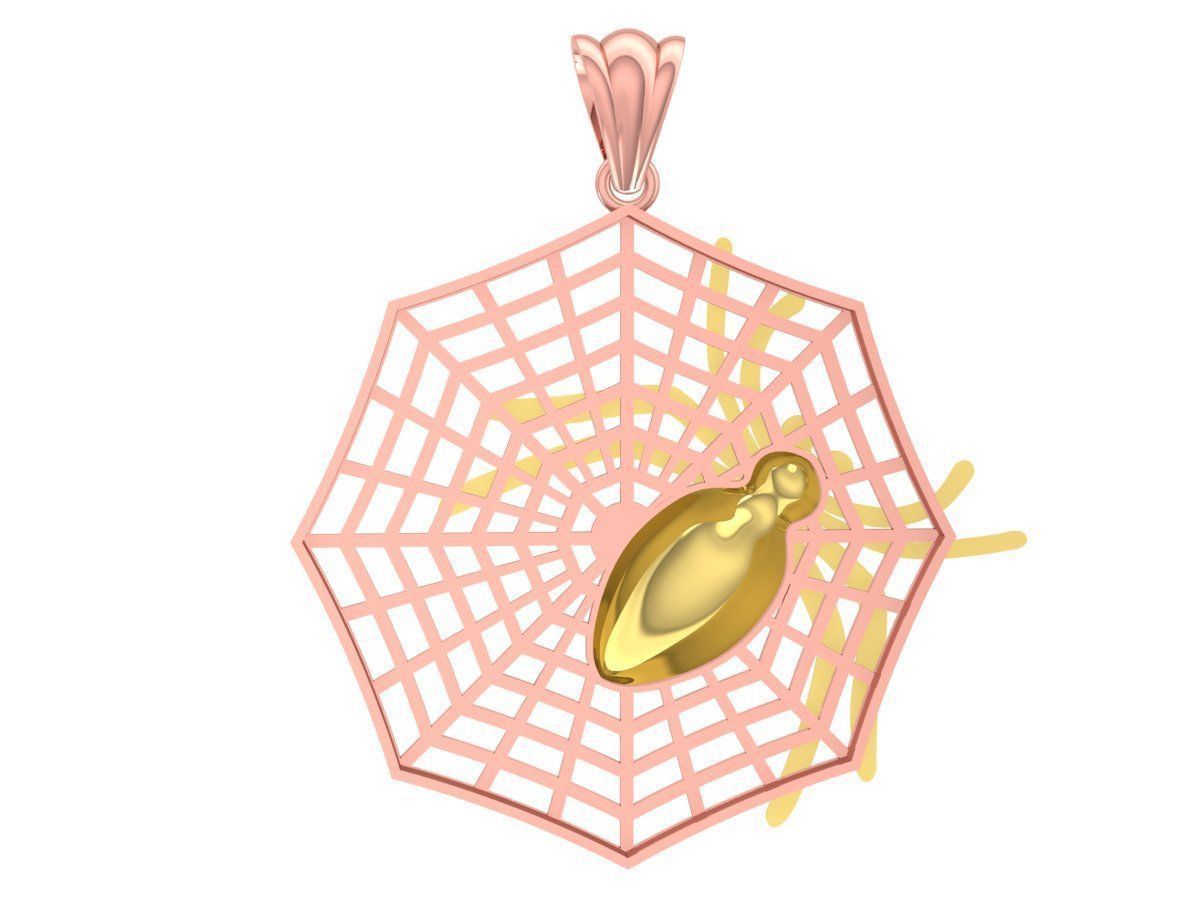 diamond spider web pendant 3351 3D print model_7