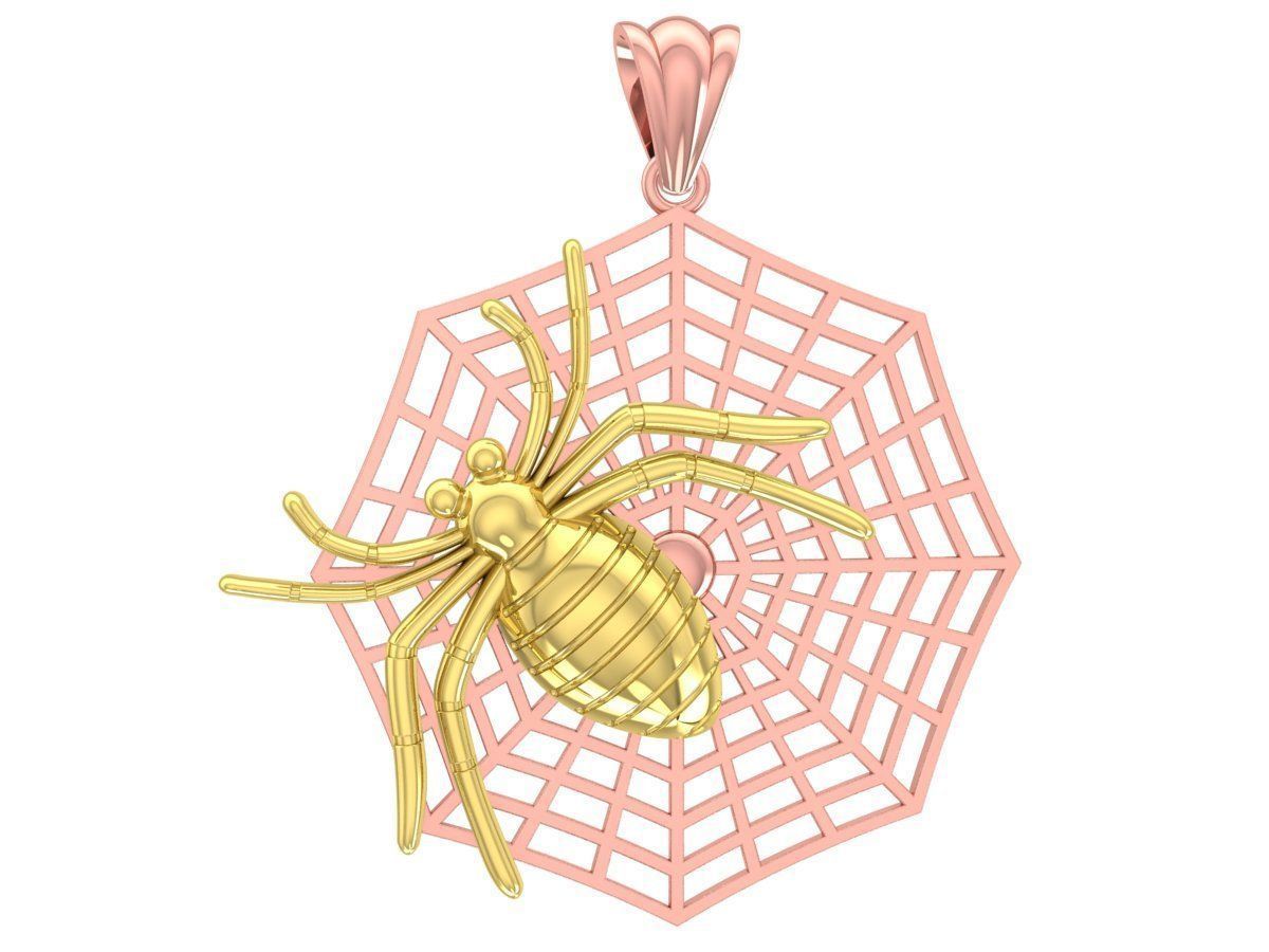 diamond spider web pendant 3351 3D print model_6