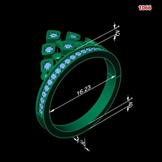 Crown ring with diamonds 3D print model_2