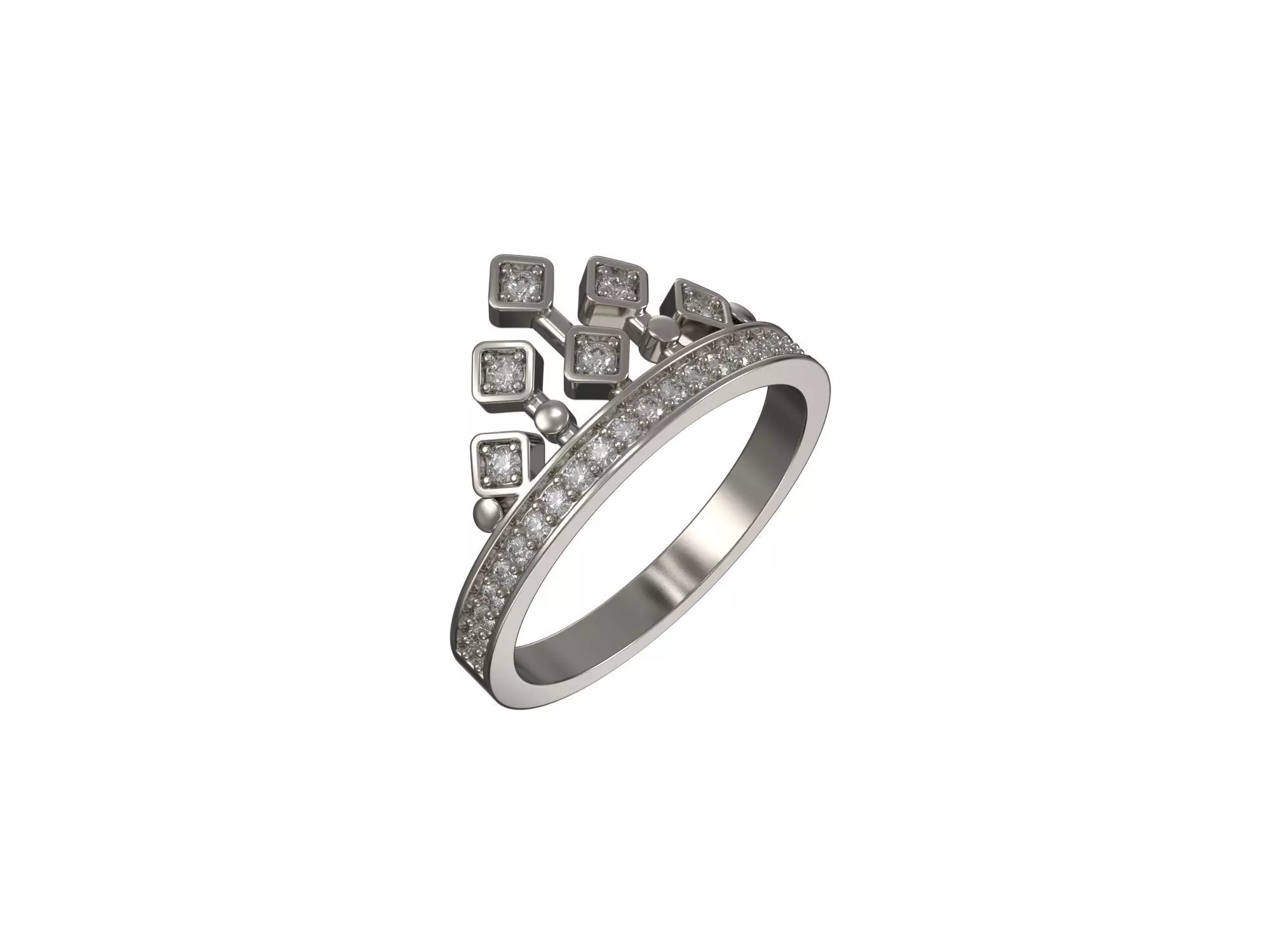 Crown ring with diamonds 3D print model_0