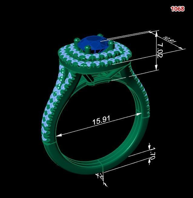 Custom engagement ring with brilliants 3D print model_2