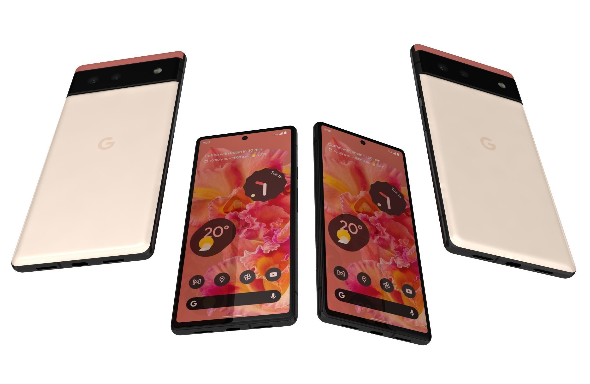 Google Pixel 6 Kinda Coral 3D model_5