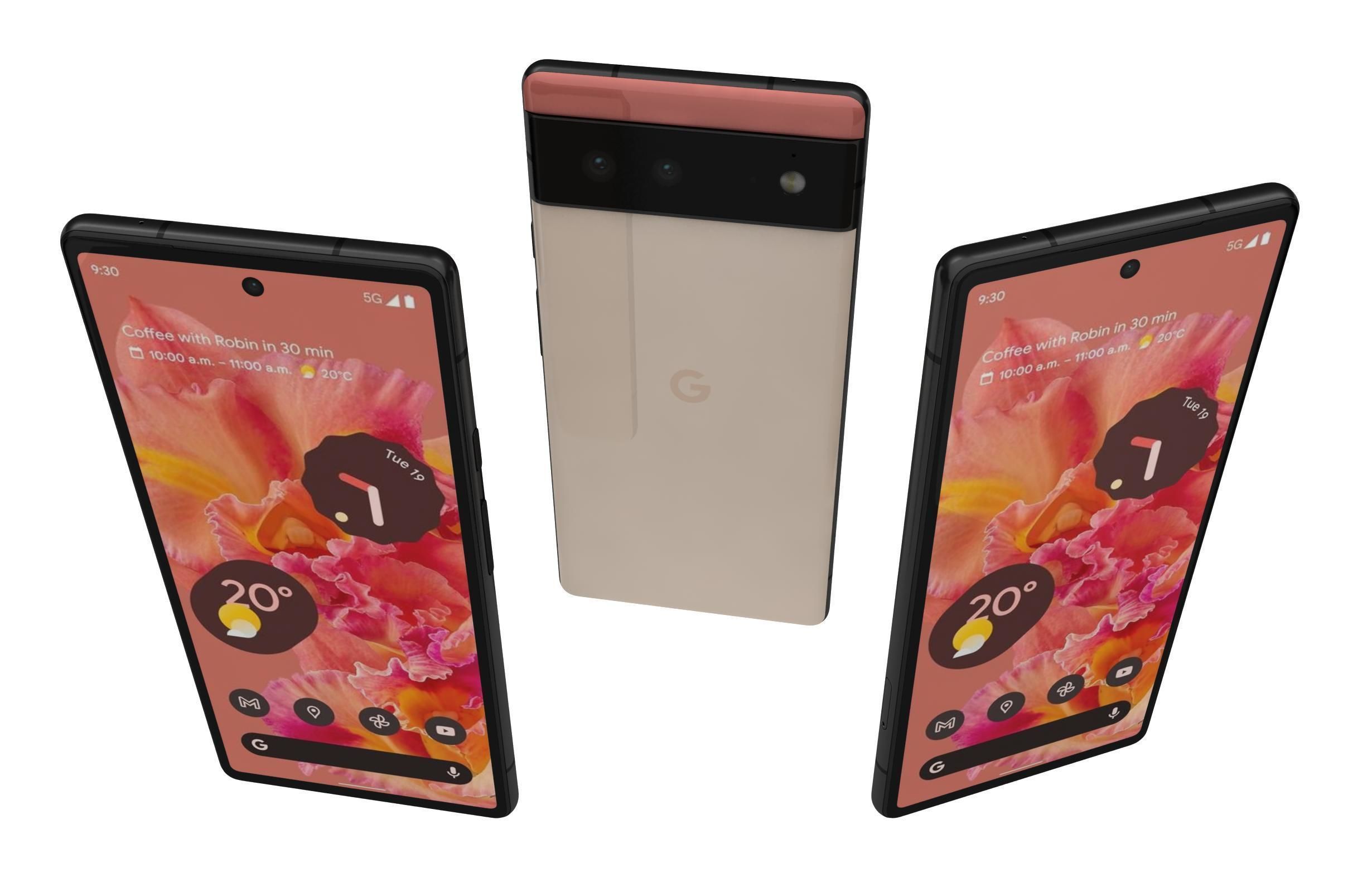 Google Pixel 6 Kinda Coral 3D model_1