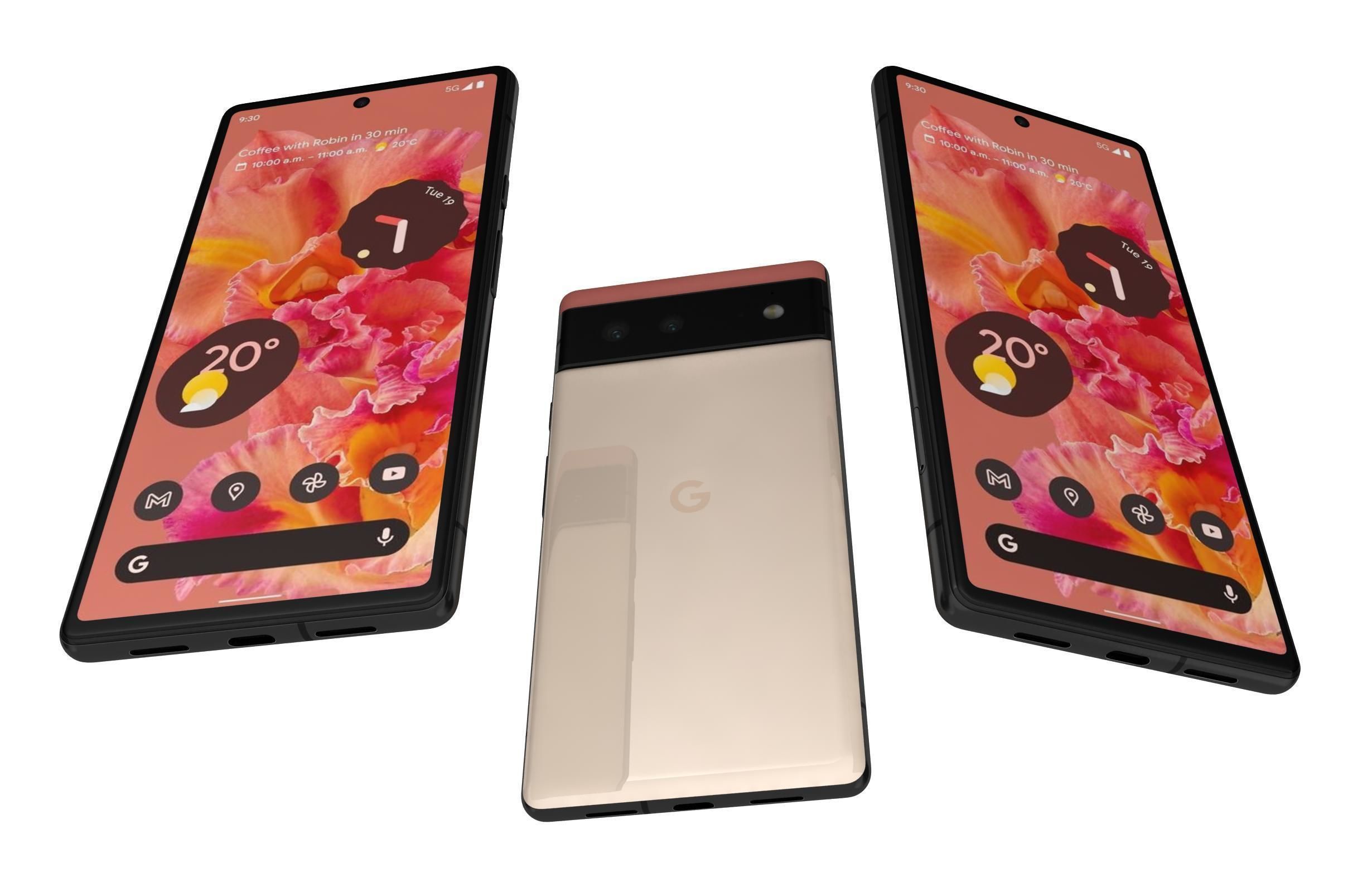 Google Pixel 6 Kinda Coral 3D model_2