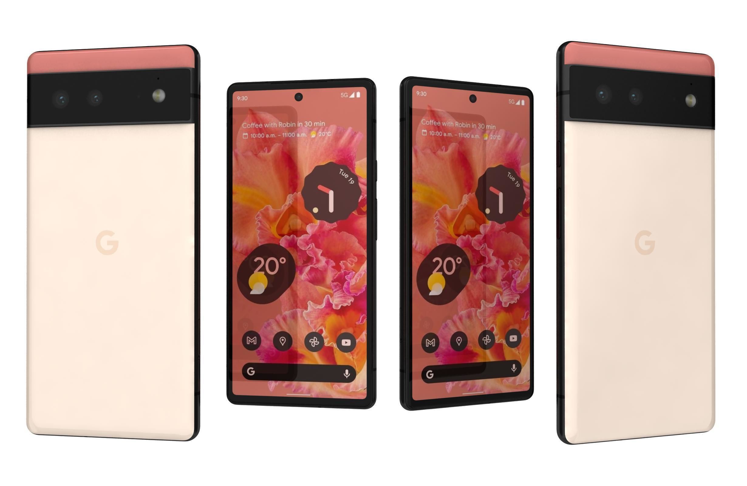 Google Pixel 6 Kinda Coral 3D model_3
