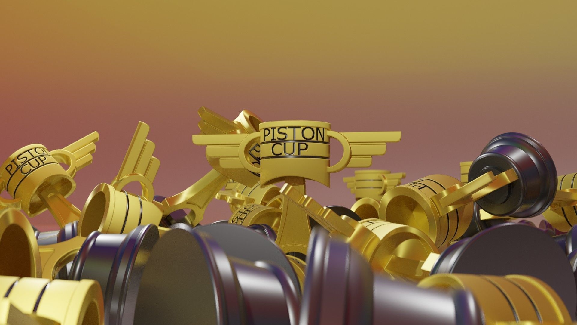 Cars Movie Piston Cup Low-poly 3D model_2