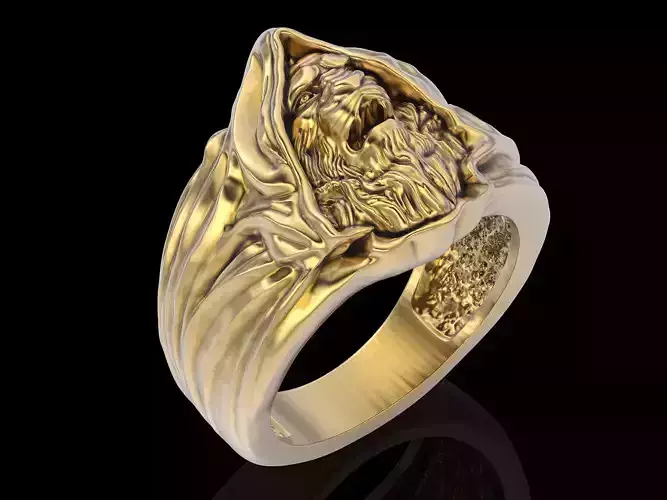 Lion ring  gold  jewelry printable 3D model