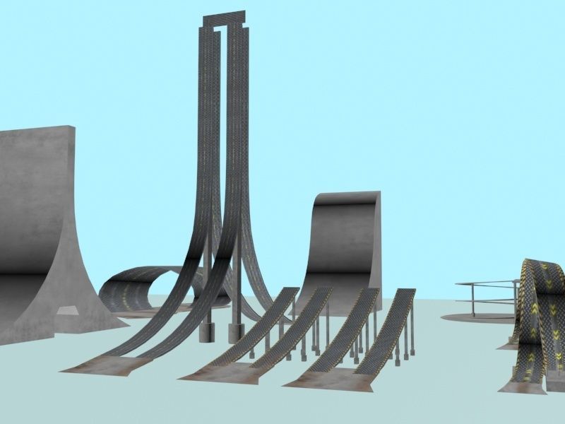 Low Poly Road Ramps And Elements 3D Model 2025 Low-poly 3D model_2