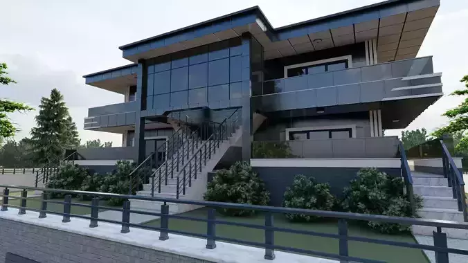 Villa Garden  3D Model - Mansion 