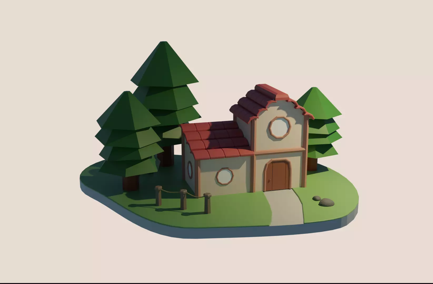 Simple modeling house 3D model_0