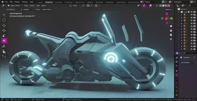 scifi power bike low poly