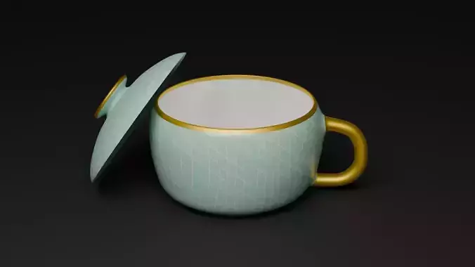 3D Ceramic Bowl with Geometric Pattern for Visualization 3D model