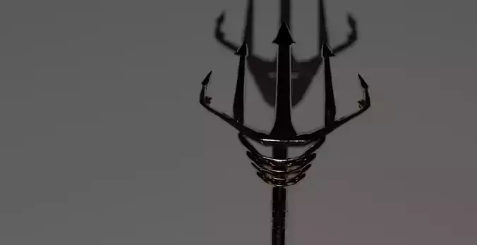 Trident shadow of sword on wall