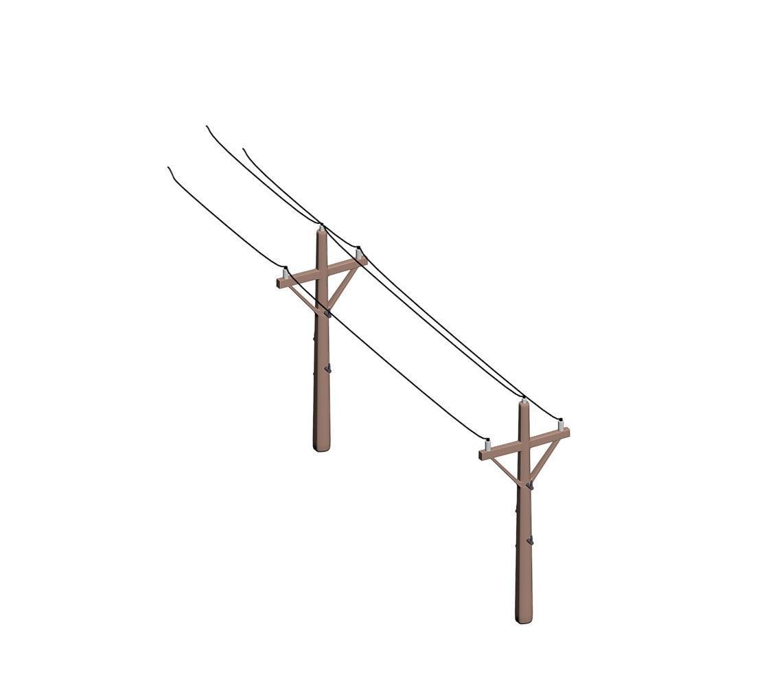 Toony Telephone Pole with Electric Wire 3D model_6