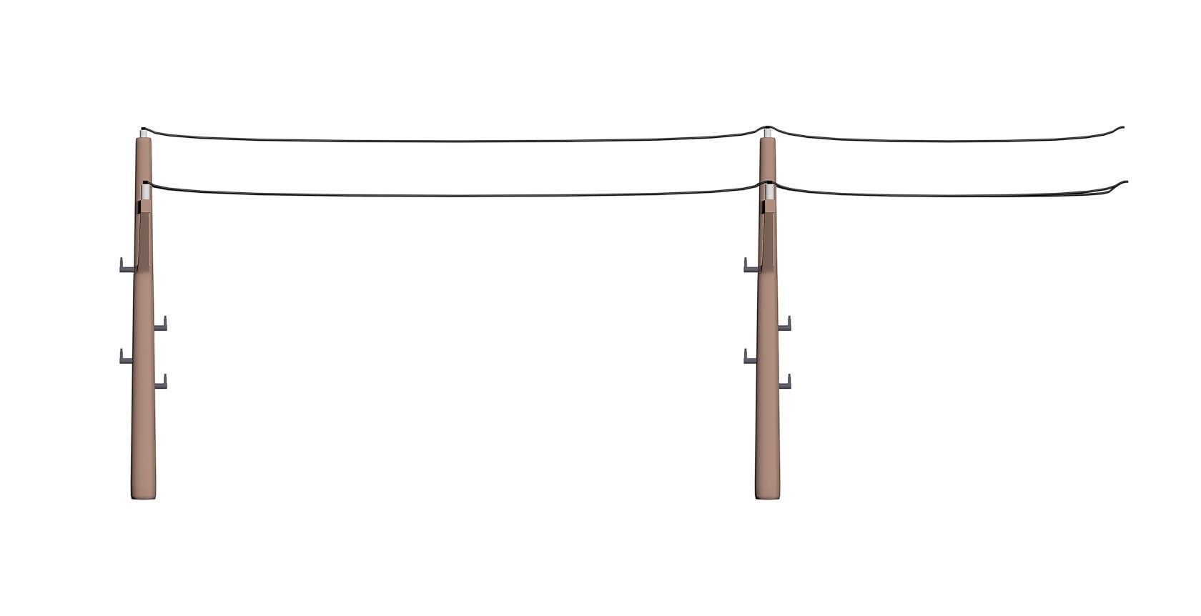 Toony Telephone Pole with Electric Wire 3D model_1