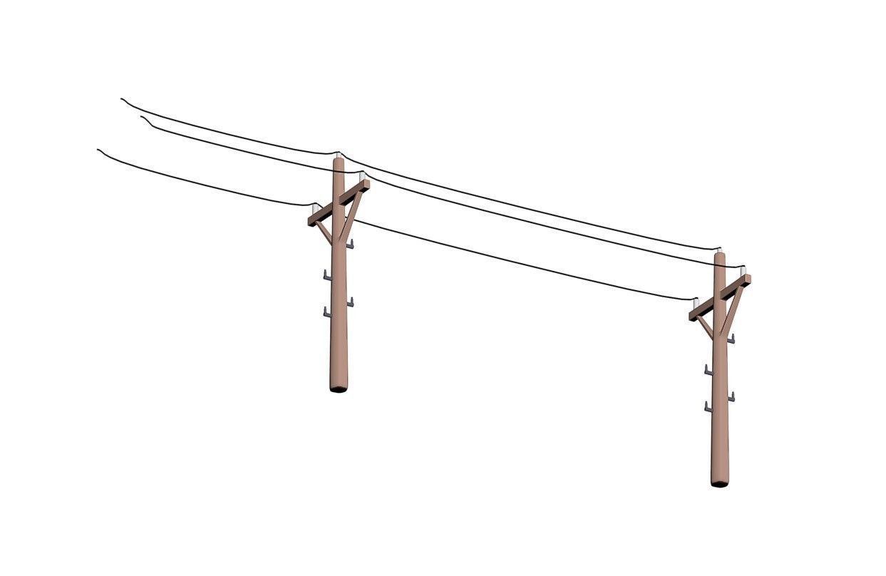 Toony Telephone Pole with Electric Wire 3D model_5