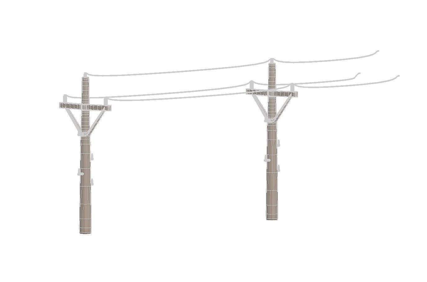 Toony Telephone Pole with Electric Wire 3D model_9