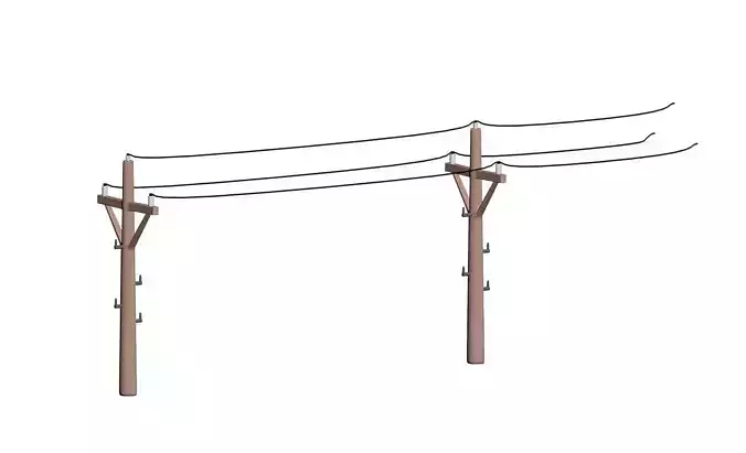 Toony Telephone Pole with Electric Wire