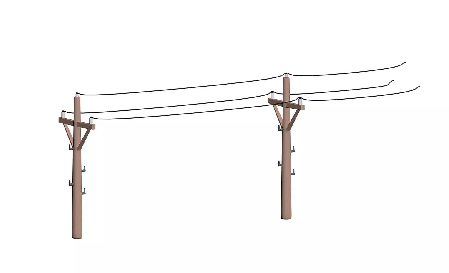 Toony Telephone Pole with Electric Wire 3D model_0