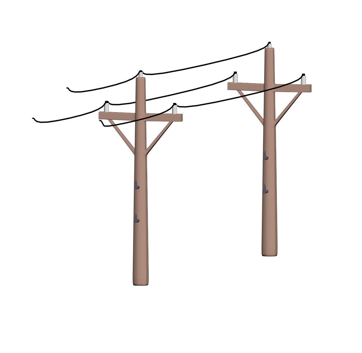 Toony Telephone Pole with Electric Wire 3D model_4