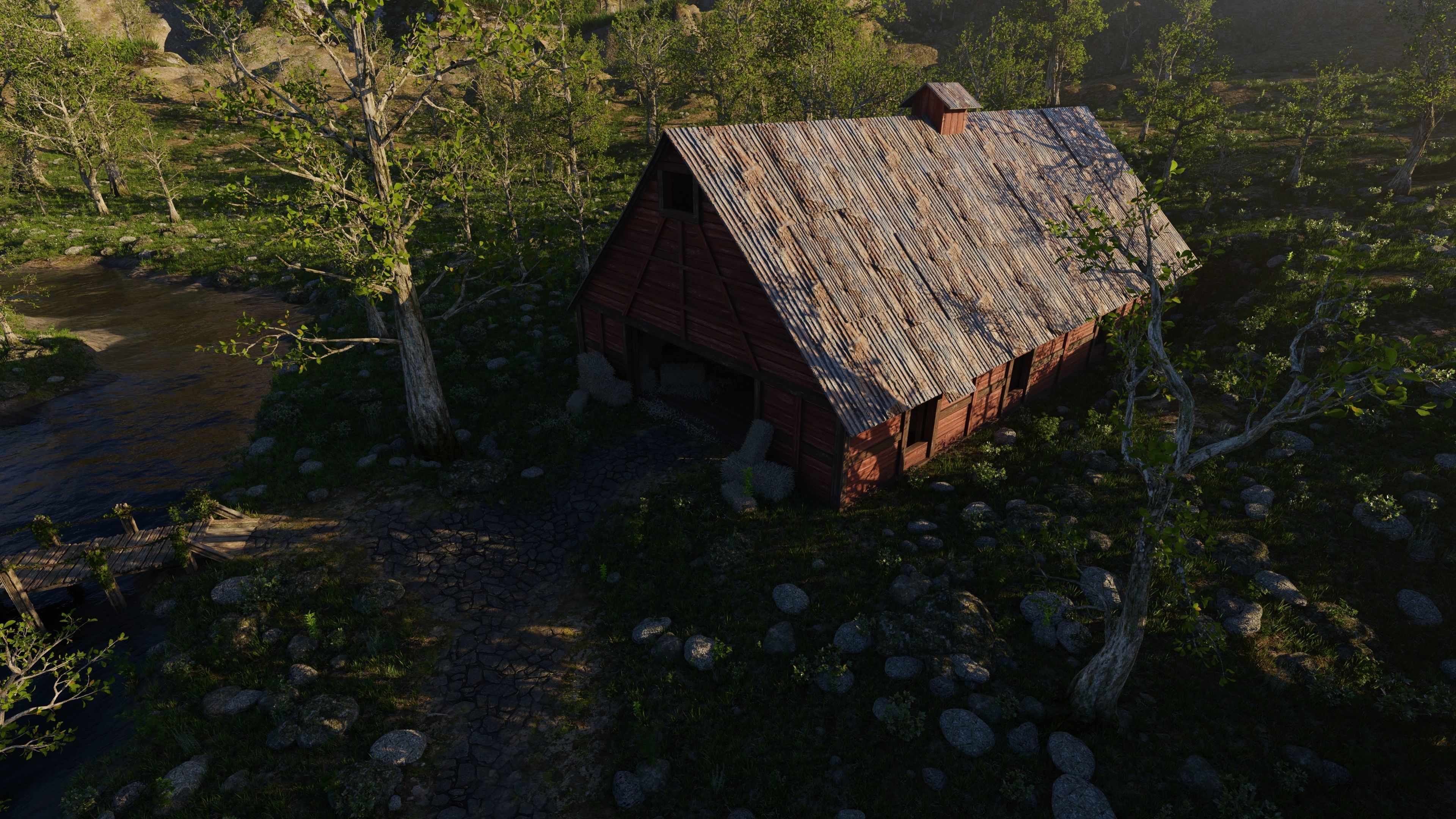 Medieval Pathway Scene 3D model_4