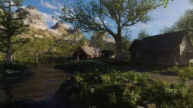 Medieval Pathway Scene 3D model