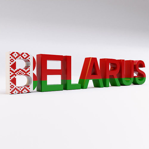 Belarus country name text 3d model  Low-poly 3D model