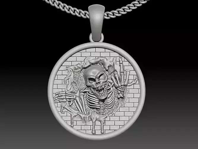 Skull pendant  gold printable jewelry 3D model