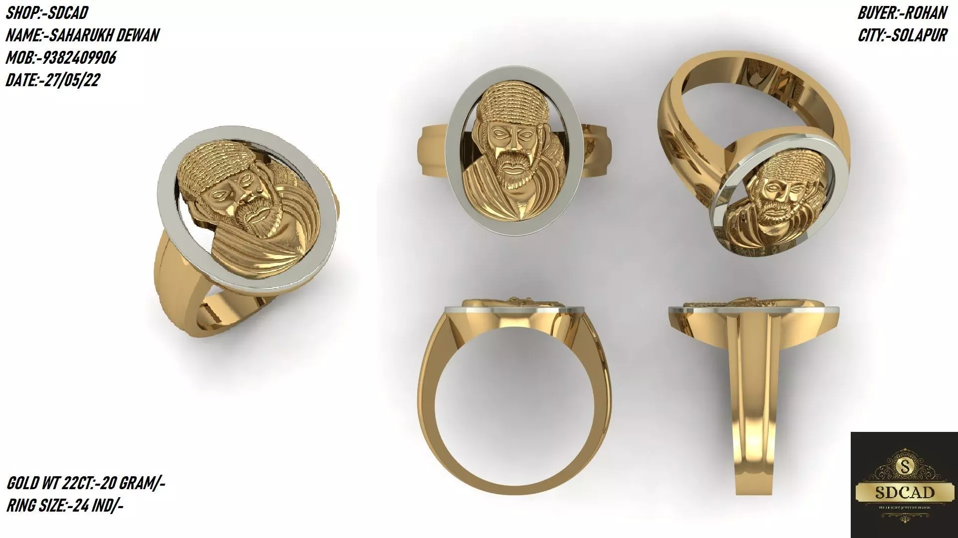 saibaba ring Low-poly 3D model