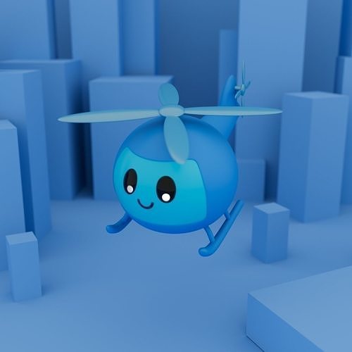 Cute Helicopter Low-poly 3D model
