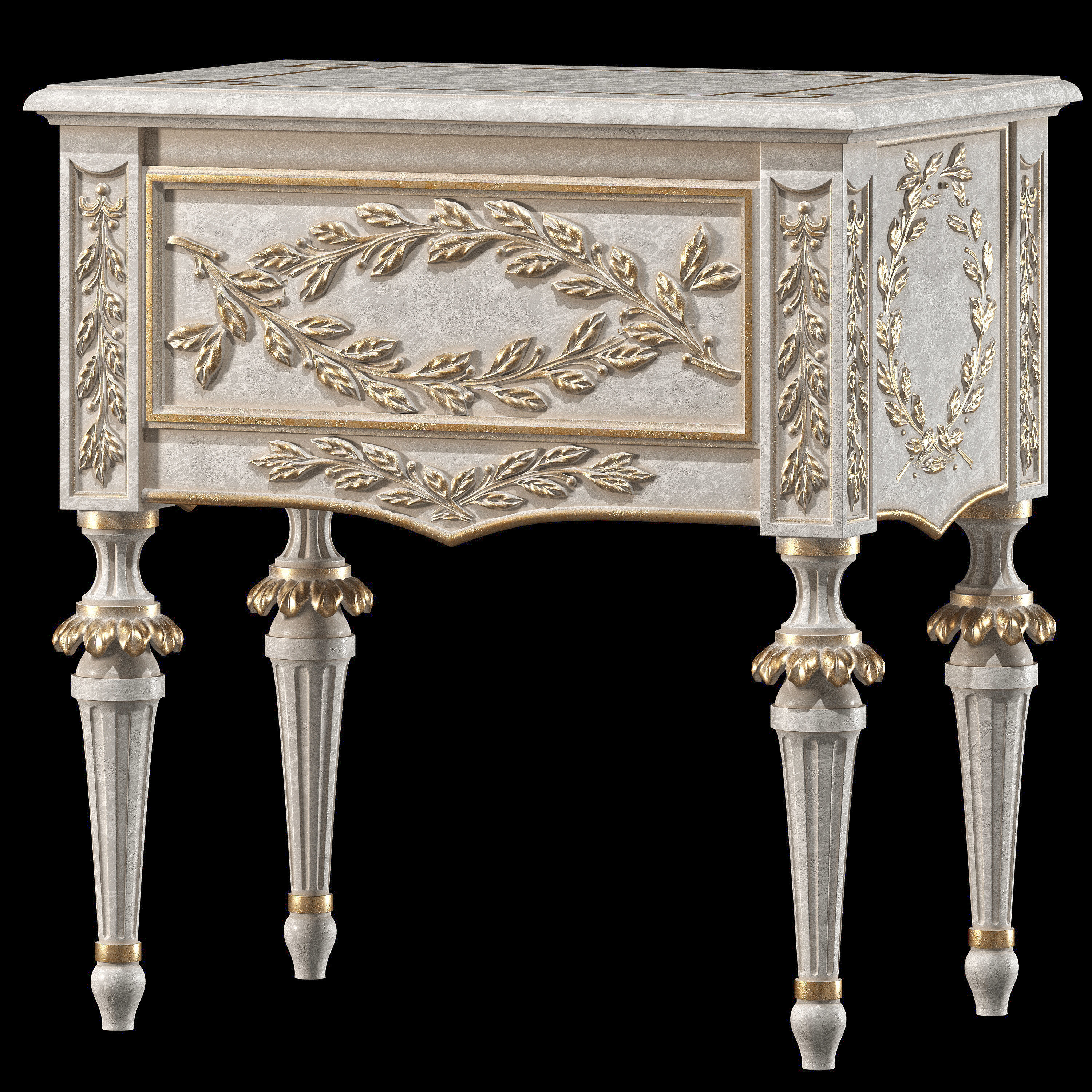 roberto giovannini night stand  with laurel carving art 684PL 3D model_12