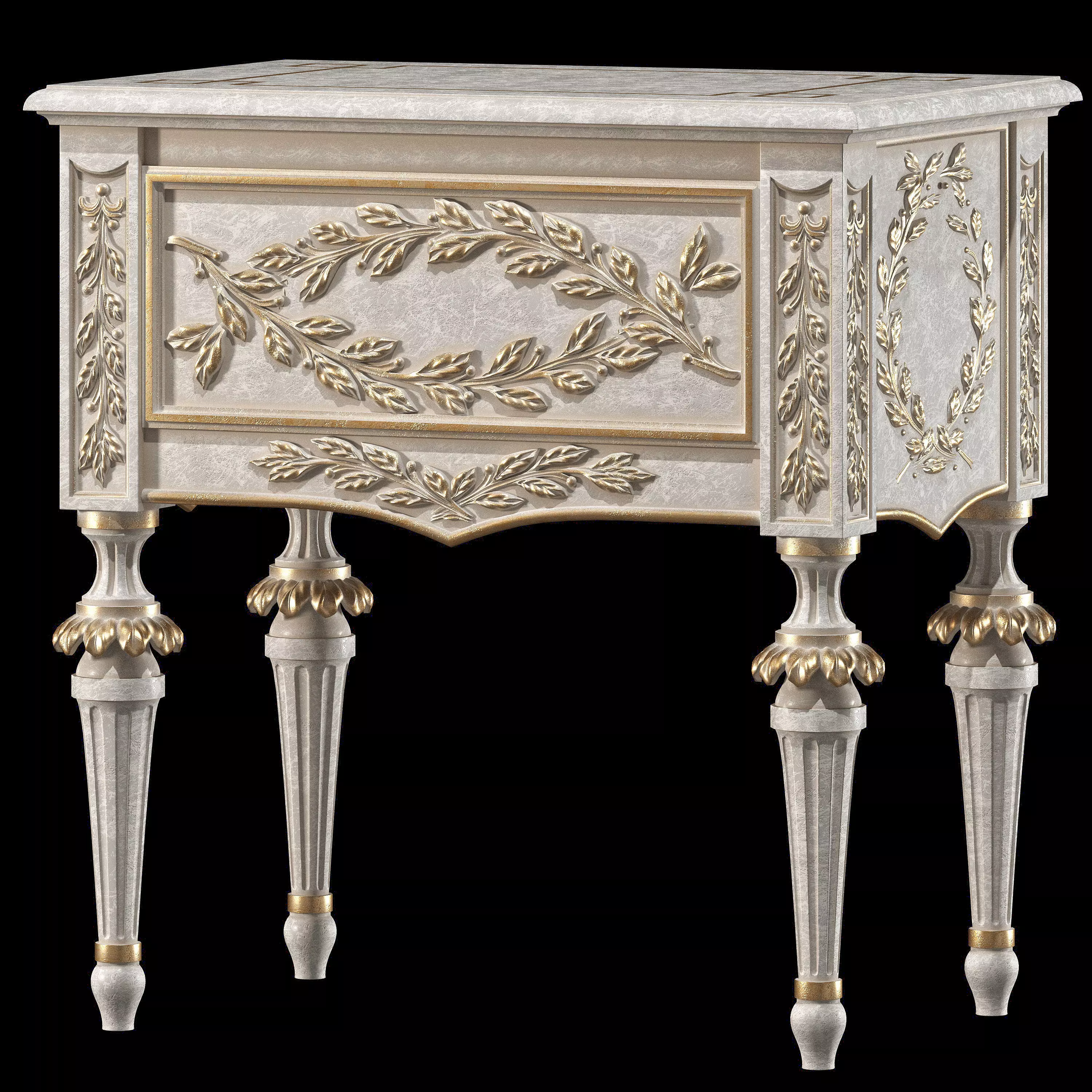 roberto giovannini night stand  with laurel carving art 684PL 3D model_0
