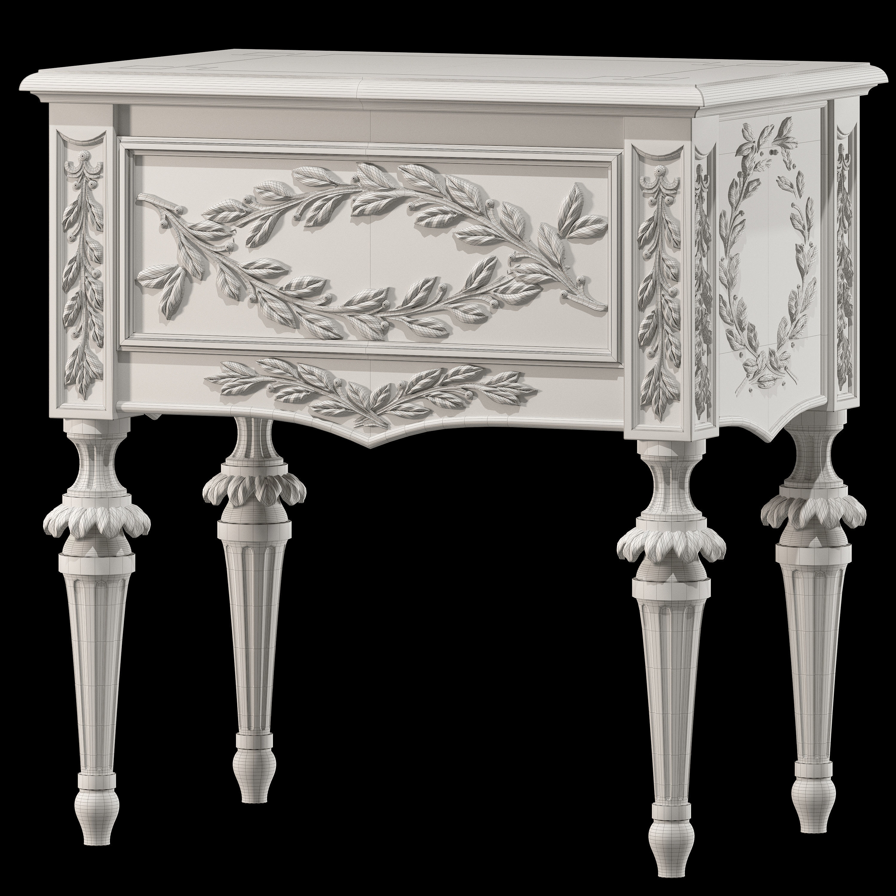 roberto giovannini night stand  with laurel carving art 684PL 3D model_3