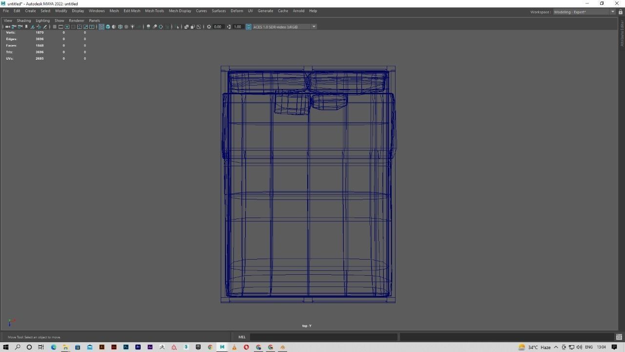 Low Poly game Ready Bed Free 3D model_2