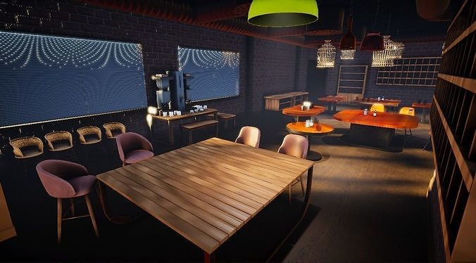 Modern Restaurant and Cafe  - Props Pack Low-poly 3D models Low-poly 3D model