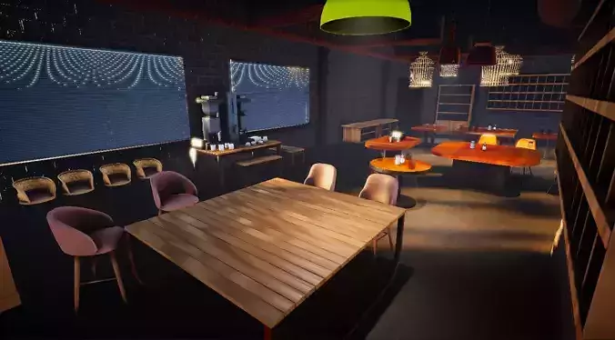 Modern Restaurant and Cafe  - Props Pack Low-poly 3D models Low-poly 3D model