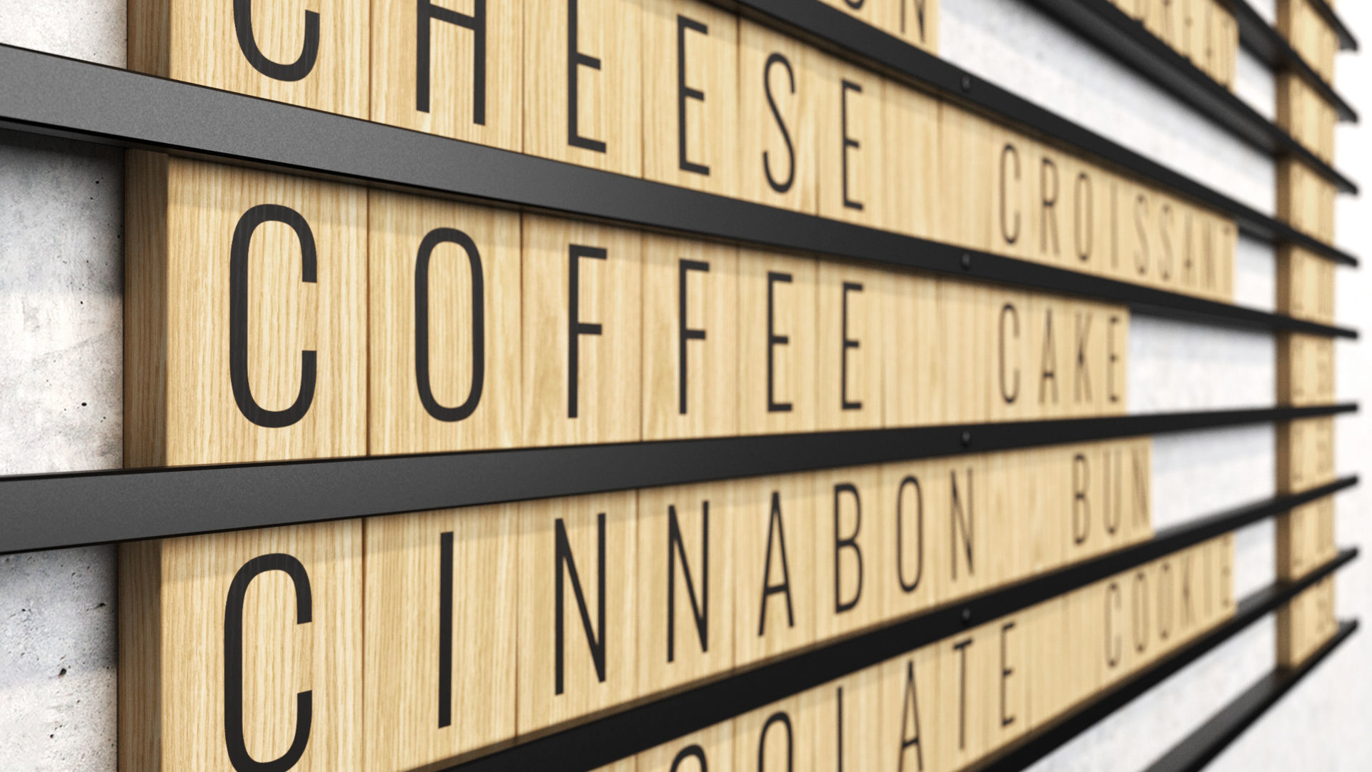 Wooden Letter Board coffee and bakery menu Low-poly 3D model_6