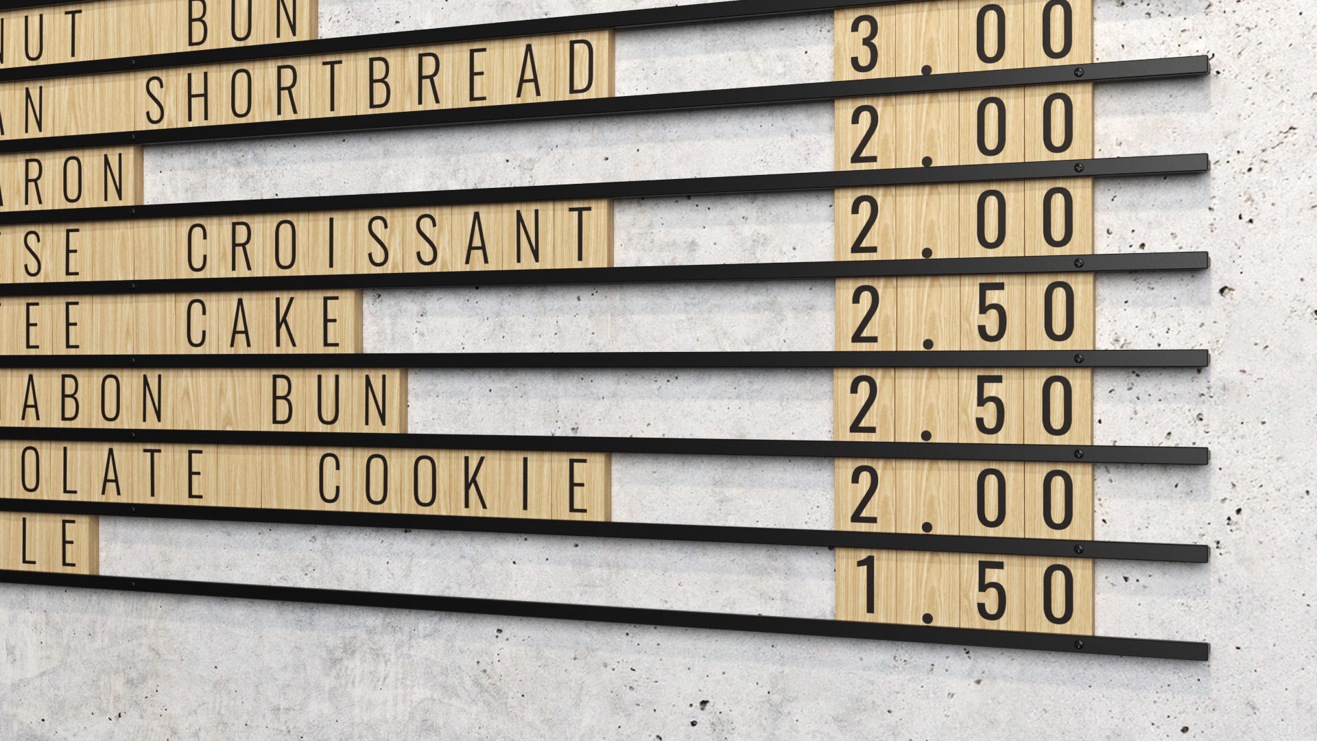 Wooden Letter Board coffee and bakery menu Low-poly 3D model_5