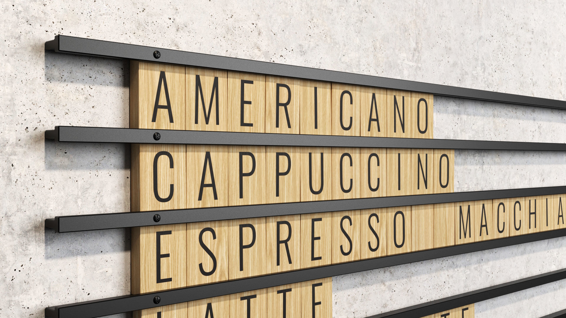 Wooden Letter Board coffee and bakery menu Low-poly 3D model_4