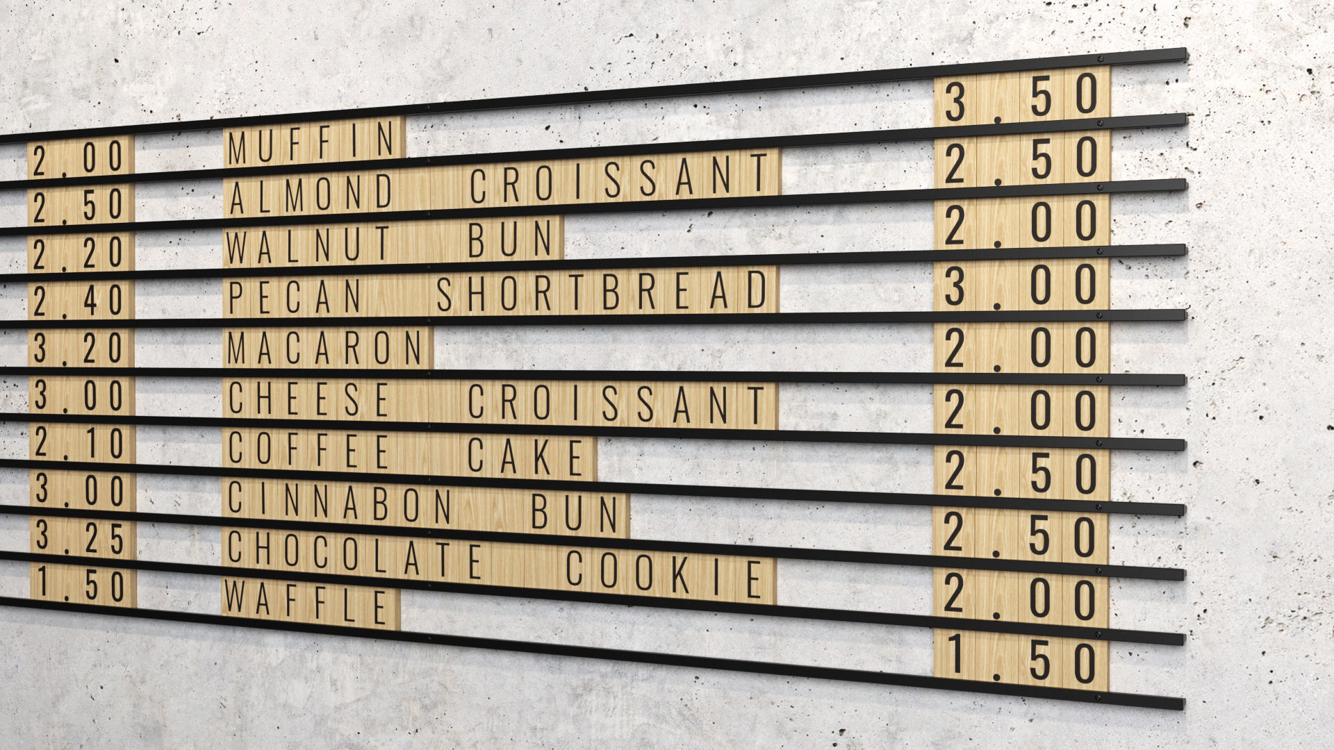 Wooden Letter Board coffee and bakery menu Low-poly 3D model_3