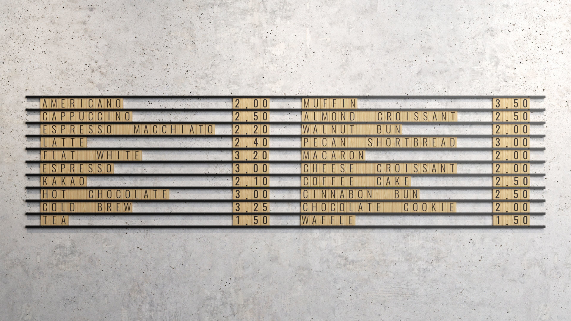 Wooden Letter Board coffee and bakery menu Low-poly 3D model_1