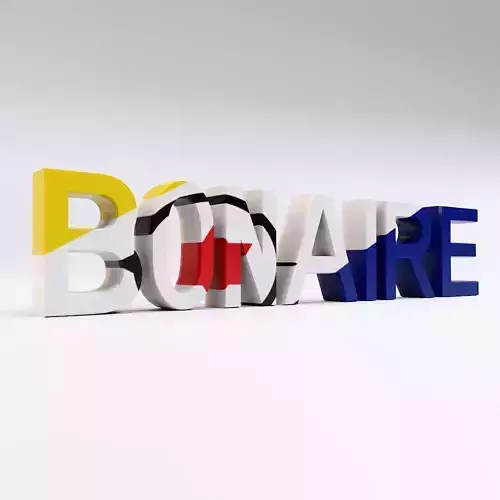 Bonaire country name text 3d model  Low-poly 3D model