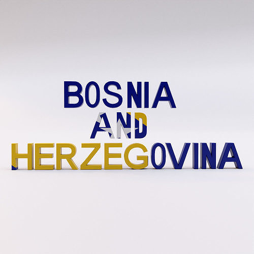 Bosnia and Herzegovina country name text3d model  Low-poly 3D model