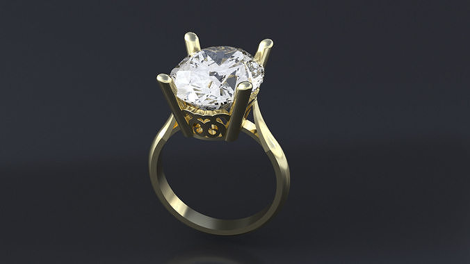 Ring with a large oval stone 3D print or CNC model  3D print model