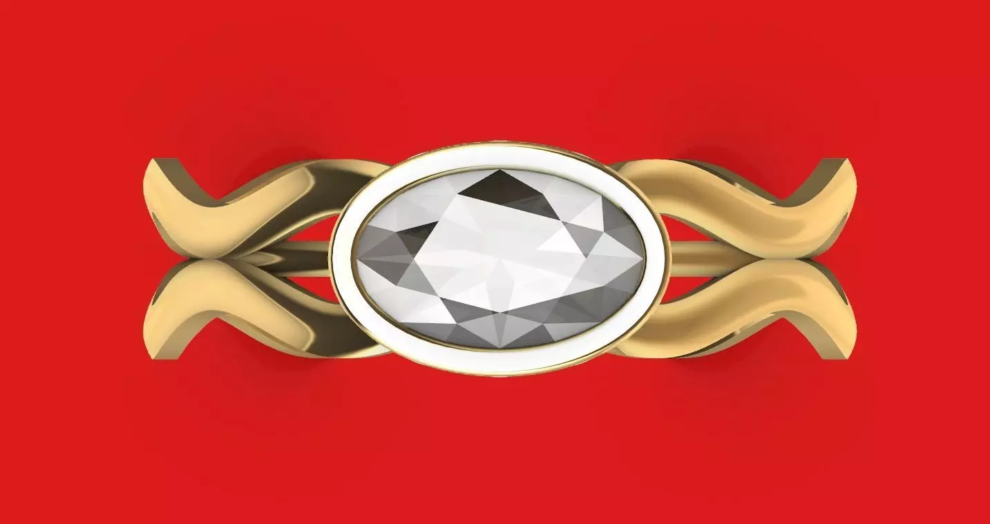 weave basket oval diamond ring stl verified 3D print model