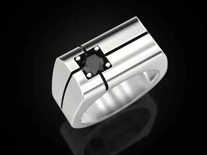Mens ring with a stone 5 mm 3D print model