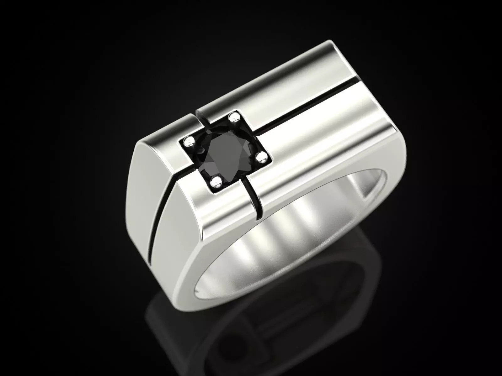 Mens ring with a stone 5 mm 3D print model